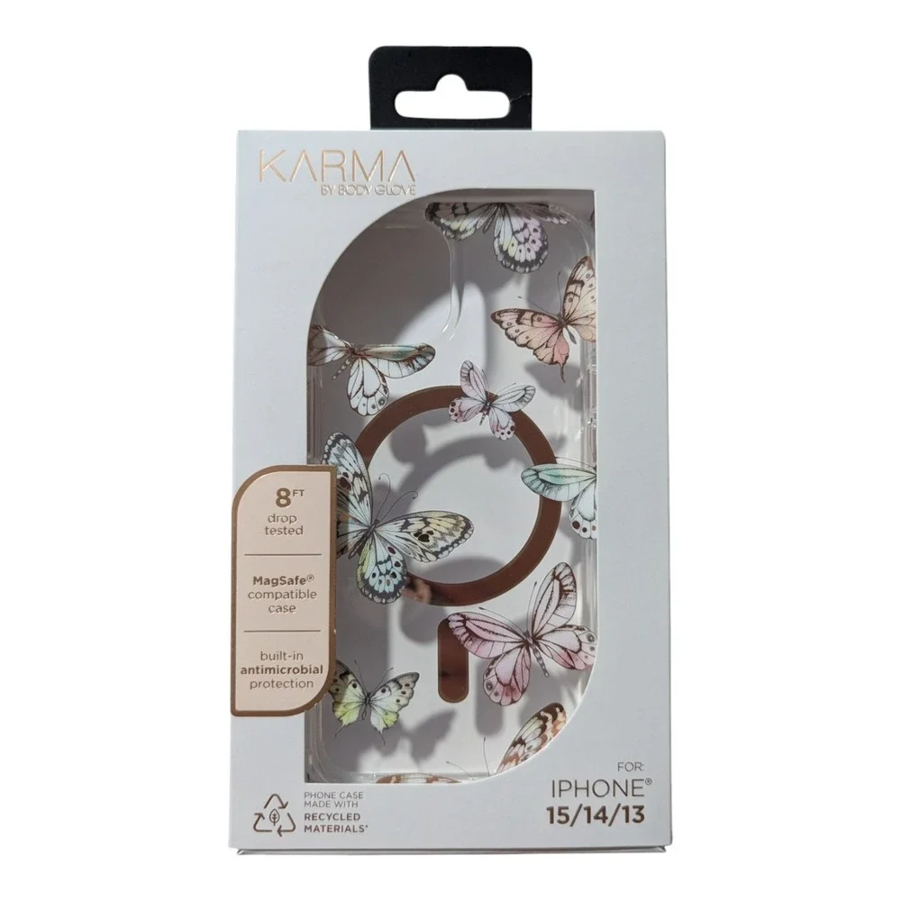 K2. Karma By Body MagSafe Case Glove For Apple iPhone 13/14/15 - ButterFly Clear